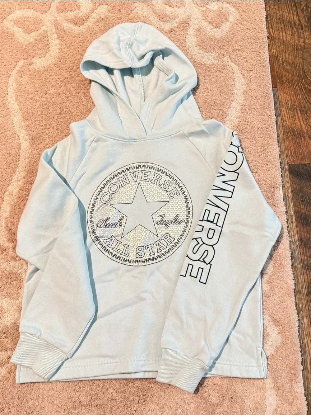 Converse Light Blue Pullover Hoodie with All Star Logo